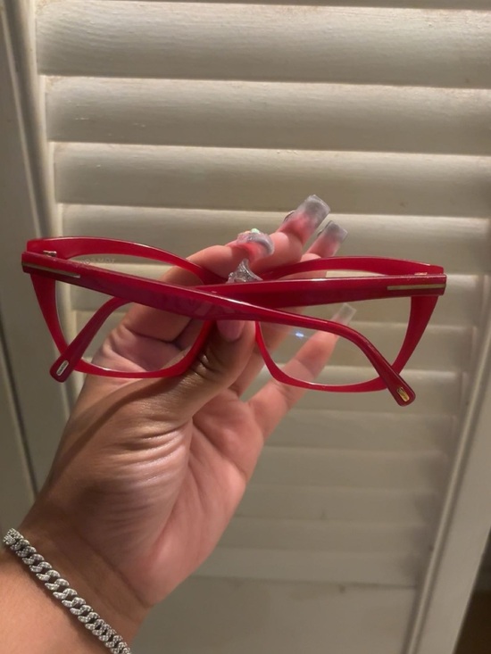 Tom Ford Bright Red Cat-Eye Frames with Gold T Accents
